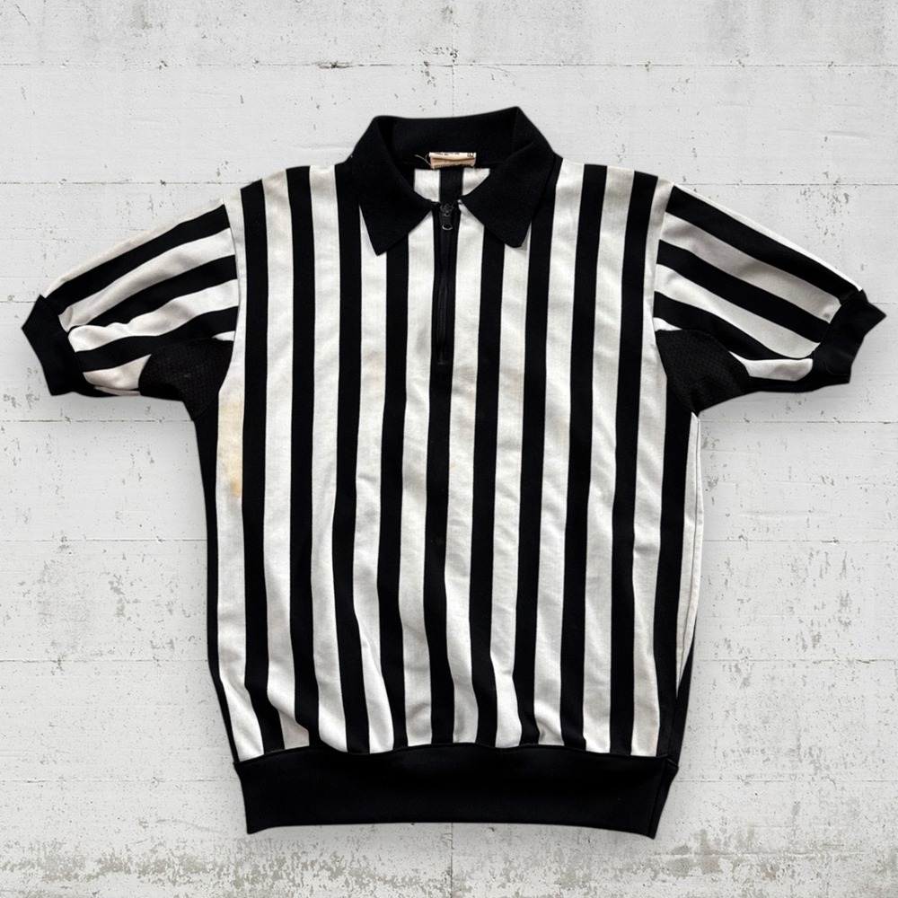 Vintage Referee Shirt Mens Size L Jersey Striped Gusto Action Basketball 70s